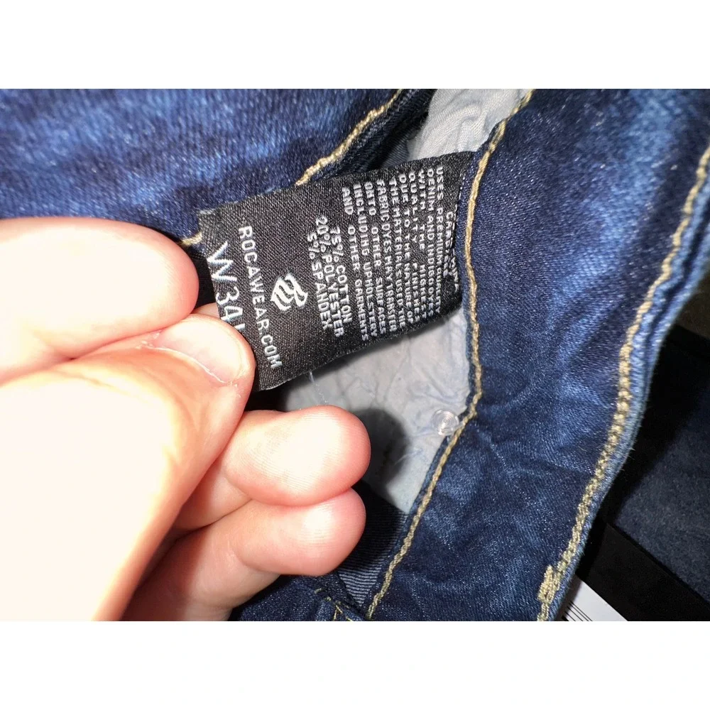 Rocawear Mens Flex Denim Slim Skinny Jeans Indigo Cloud W34 L30 With Belt RWJ009